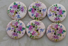Floral Wood Buttons S308 3/4